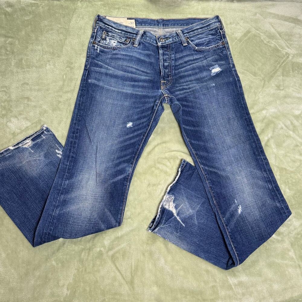 Abercrombie Baxter Low Rise Slim Boot Jeans Distressed Frayed Hem W32 L32